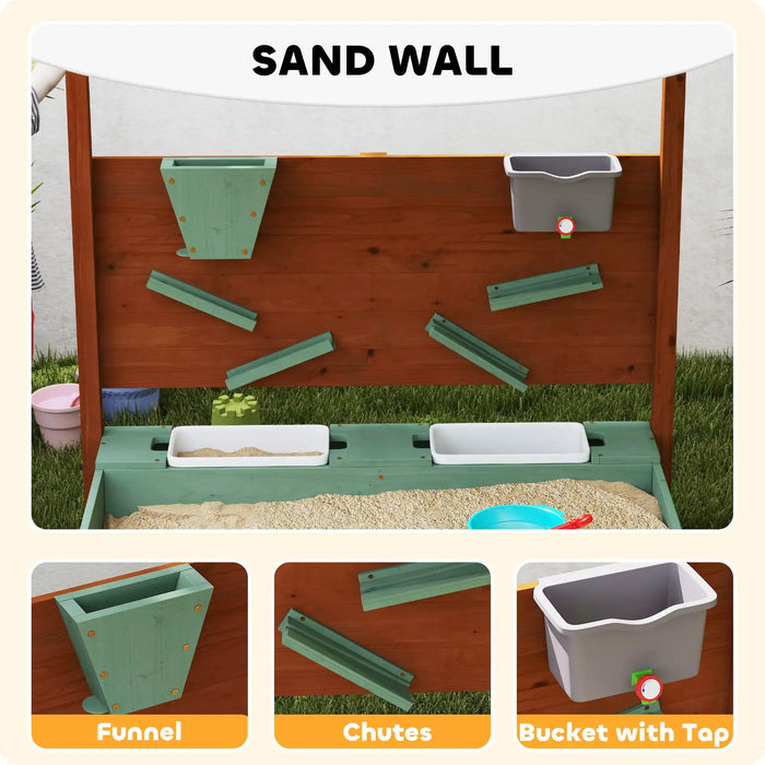 Wood Sandpit with Canopy, Storage Bins and Chutes - Little and Giant Explorers AIYAPLAY