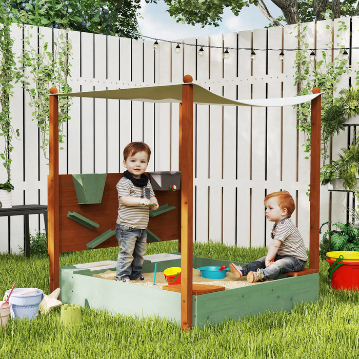 Wood Sandpit with Canopy, Storage Bins and Chutes - Little and Giant Explorers AIYAPLAY