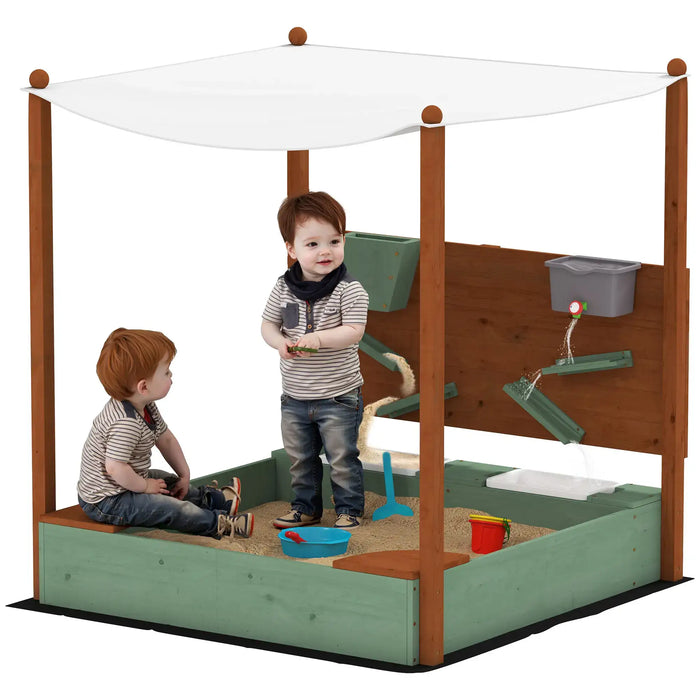 Wood Sandpit with Canopy, Storage Bins and Chutes - Little and Giant Explorers AIYAPLAY