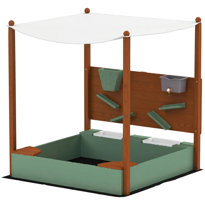 Wood Sandpit with Canopy, Storage Bins and Chutes - Little and Giant Explorers AIYAPLAY
