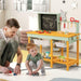 Kids Wooden Toy Workbench with Accessories and Blackboard - Little and Giant Explorers Costway