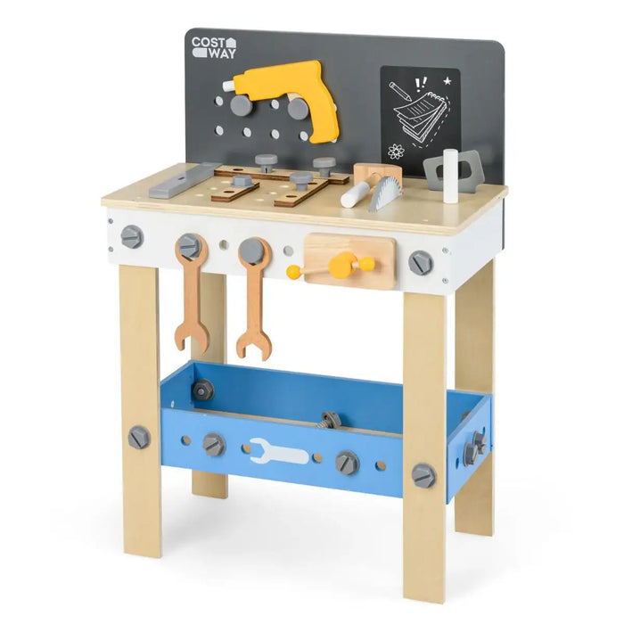 Kids Wooden Workbench Playset – Chalkboard, Tools and Storage | Age 3+ COSTWAY - Little and Giant Explorers Costway