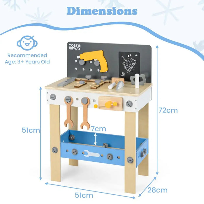 Kids Wooden Workbench Playset – Chalkboard, Tools and Storage | Age 3+ COSTWAY - Little and Giant Explorers Costway