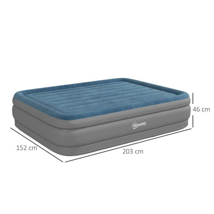 King-Size Inflatable Mattress, with Built-In Electric Pump and Bag - Little and Giant Explorers Outsunny