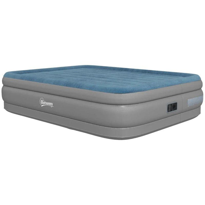 King-Size Inflatable Mattress, with Built-In Electric Pump and Bag - Little and Giant Explorers Outsunny