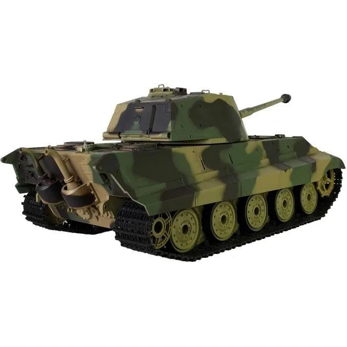 1/16 scale King Tiger RC tank model with camouflage paint and detailed tracks