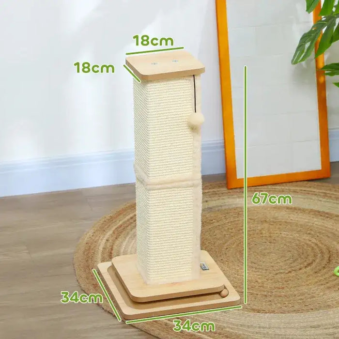 3-in-1 Cat Scratching Post with Track Ball Toy 67cm - Little and Giant Explorers PawHut