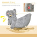 Plush grey koala rocker toy with wooden base, interactive ear for animal sound feature
