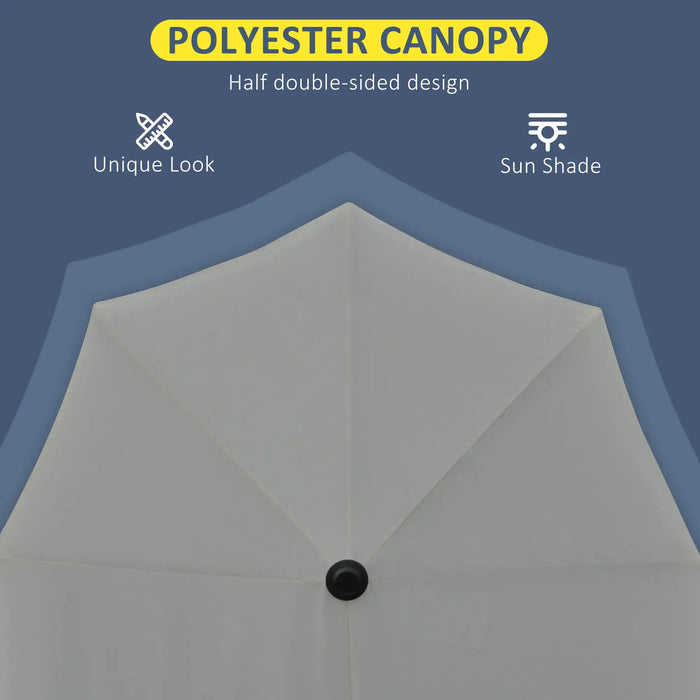 Polyester canopy with features highlighted on a blue background