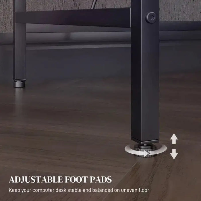 Reversible L Shaped LED Light Gaming Desk - Little and Giant Explorers HOMCOM