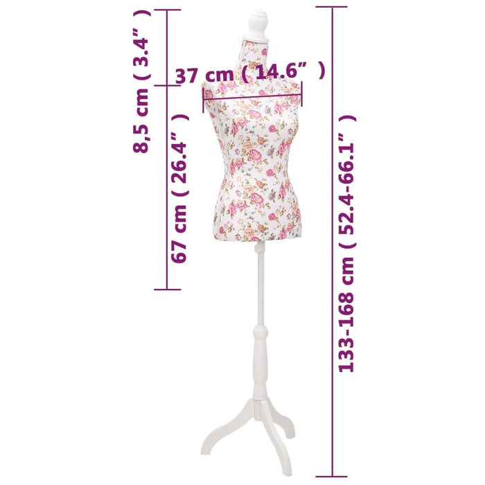 Ladies Bust Display Mannequin in Cotton and White With Rose - Little and Giant Explorers vidaXL