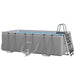 Rectangular grey above ground steel frame swimming pool set with ladder and filter pump