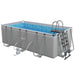Rectangular above ground grey steel frame swimming pool with ladder and filter pump