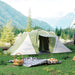 Large Camping Tunnel Tent with 2 Bedrooms and Living Area in Green (4 - 6 persons) - Little and Giant Explorers Outsunny