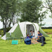 Large Camping Tunnel Tent with 2 Bedrooms and Living Area in Green (4 - 6 persons) - Little and Giant Explorers Outsunny