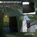 Large Camping Tunnel Tent with 2 Bedrooms and Living Area in Green (4 - 6 persons) - Little and Giant Explorers Outsunny