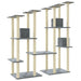 Large light grey multi-level cat tree tower with scratching posts and platforms