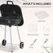 Large Charcoal Barbecue Grill | 53cm Cooking Area with Wheels, Lid and Utensils OUTSUNNY - Little and Giant Explorers Outsunny