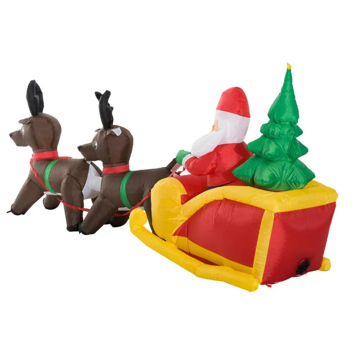 Large Christmas Inflatable with Santa on a Sleigh and Reindeers - Little and Giant Explorers HOMCOM