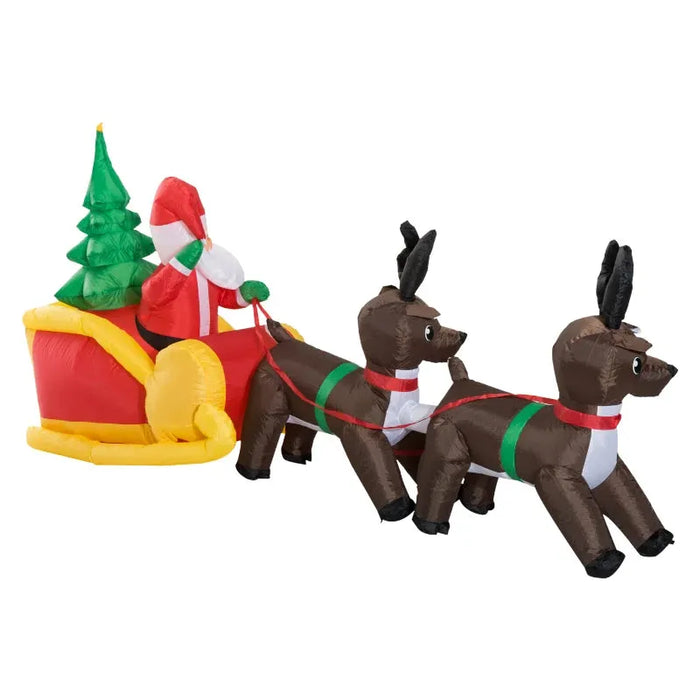 Large Christmas Inflatable with Santa on a Sleigh and Reindeers - Little and Giant Explorers HOMCOM