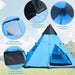 Large Family Party Camping Tent with Carrying Bag and Mesh Windows in Blue (6-7 persons) - Little and Giant Explorers Outsunny