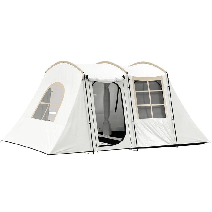 Tunnel Tent with Porch and Bedroom in Khaki (3 - 4 persons) - Little and Giant Explorers Outsunny