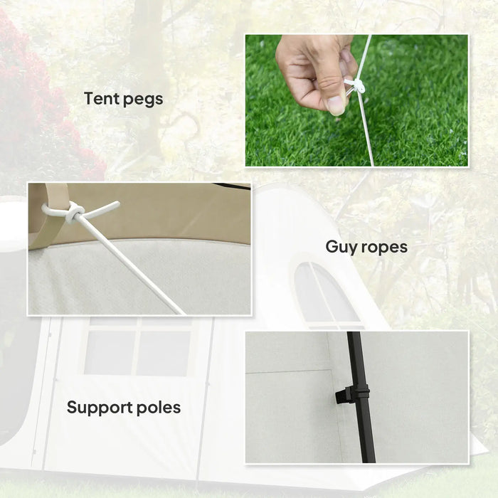 Tunnel Tent with Porch and Bedroom in Khaki (3 - 4 persons) - Little and Giant Explorers Outsunny