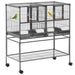 Large Indoor Bird Cage with Stand – Grey | Dual Compartment Convertible Budgie Cage PAWHUT - Little and Giant Explorers PawHut