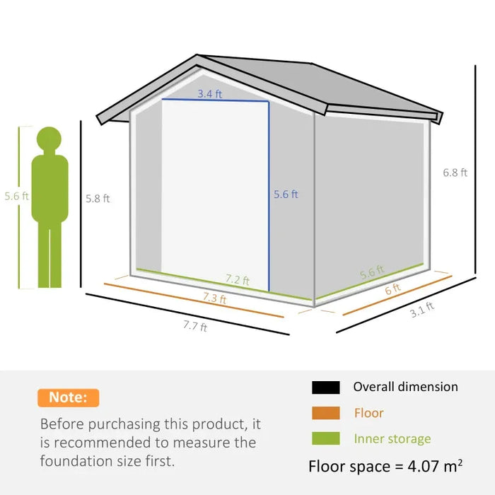 Large Metal Shed (236 x 196 x 208cm) - Little and Giant Explorers Outsunny