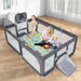 Large Multi-Activity Baby Playpen with Sports Centre in Dark Grey - Little and Giant Explorers Costway