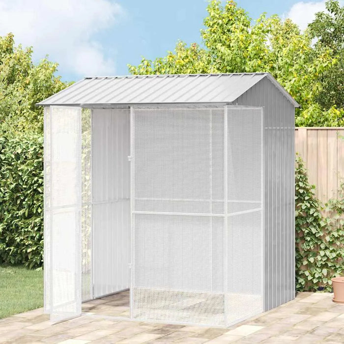 Large Outdoor Bird Aviary – Grey | Modern Galvanised Steel Rectangular Cage for Garden VIDAXL - Little and Giant Explorers vidaXL