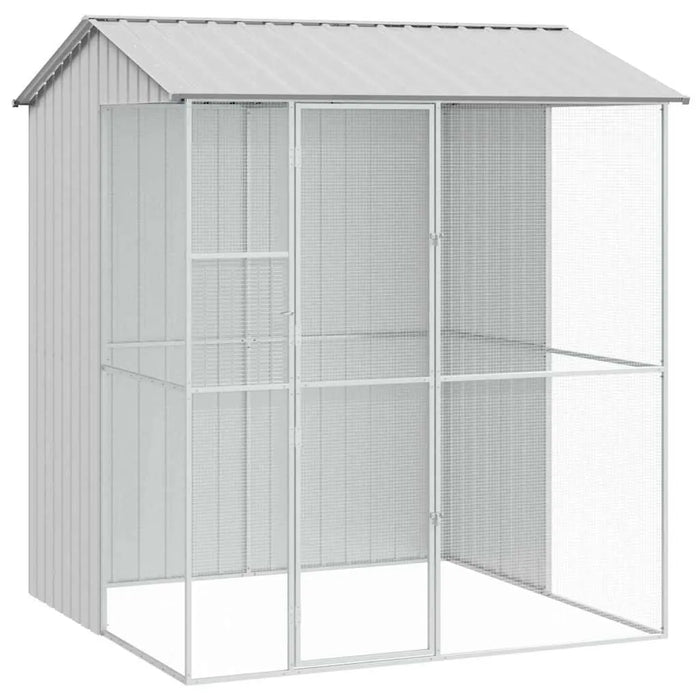 Large Outdoor Bird Aviary – Grey | Modern Galvanised Steel Rectangular Cage for Garden VIDAXL - Little and Giant Explorers vidaXL