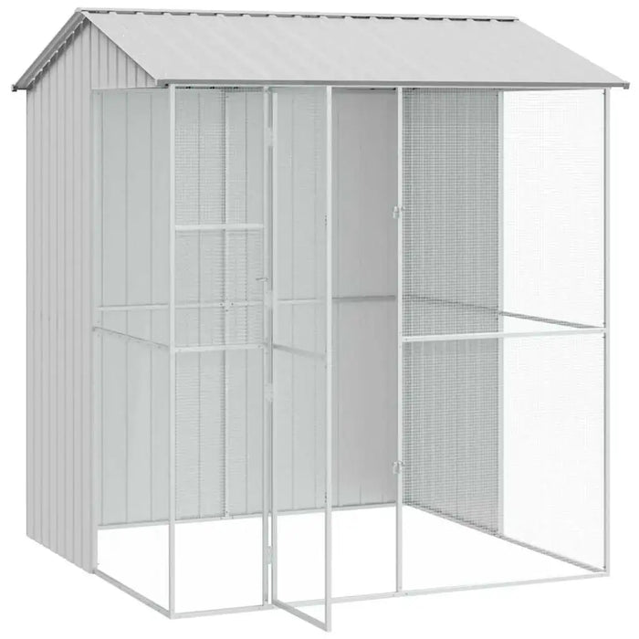 Large Outdoor Bird Aviary – Grey | Modern Galvanised Steel Rectangular Cage for Garden VIDAXL - Little and Giant Explorers vidaXL