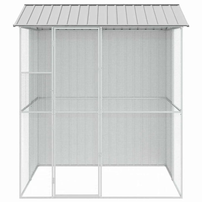 Large Outdoor Bird Aviary – Grey | Modern Galvanised Steel Rectangular Cage for Garden VIDAXL - Little and Giant Explorers vidaXL