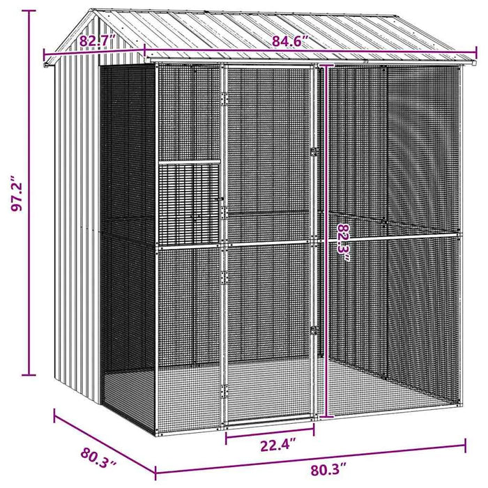 Large Outdoor Bird Aviary – Grey | Modern Galvanised Steel Rectangular Cage for Garden VIDAXL - Little and Giant Explorers vidaXL