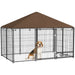 Large Outdoor Dog Kennel | Heavy-Duty Steel Playpen with Lockable Gate - Feeding Bowls Included PAWHUT - Little and Giant Explorers PawHut