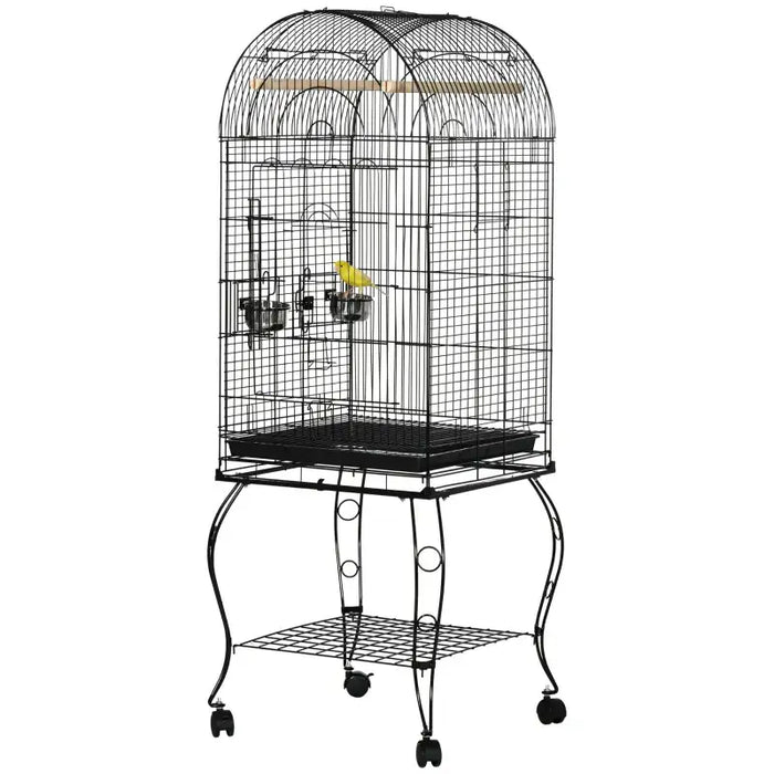 Large Parrot Cage – Steel Bird Cage | Wheels, Perches, Food Containers and Storage Rack PAWHUT - Little and Giant Explorers PawHut