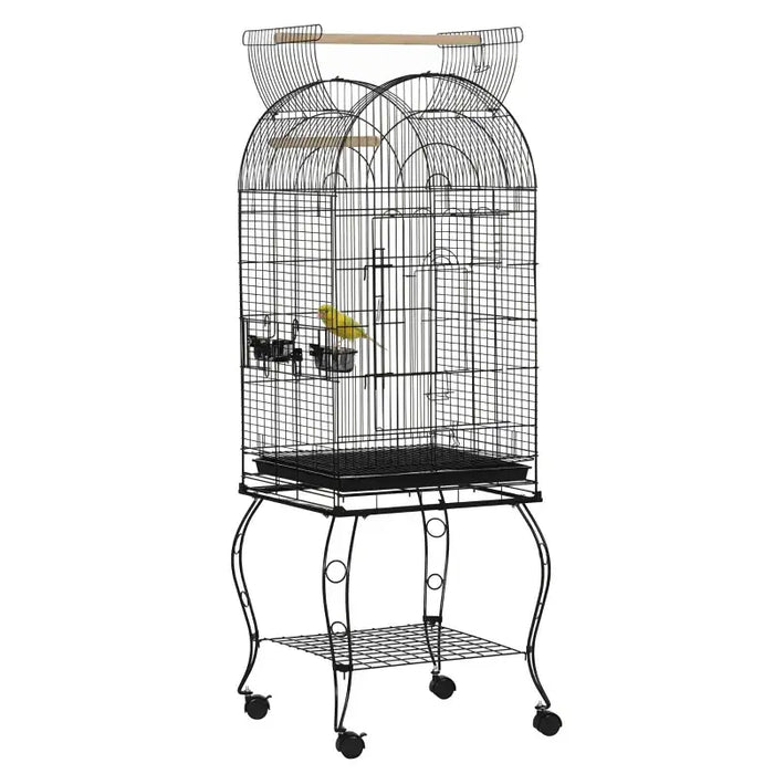 Large Parrot Cage – Steel Bird Cage | Wheels, Perches, Food Containers and Storage Rack PAWHUT - Little and Giant Explorers PawHut