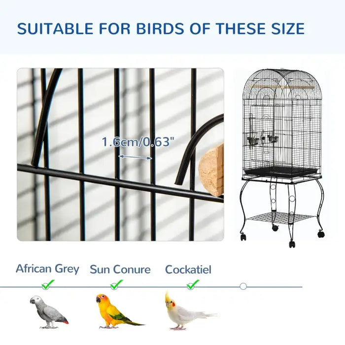 Large Parrot Cage – Steel Bird Cage | Wheels, Perches, Food Containers and Storage Rack PAWHUT - Little and Giant Explorers PawHut