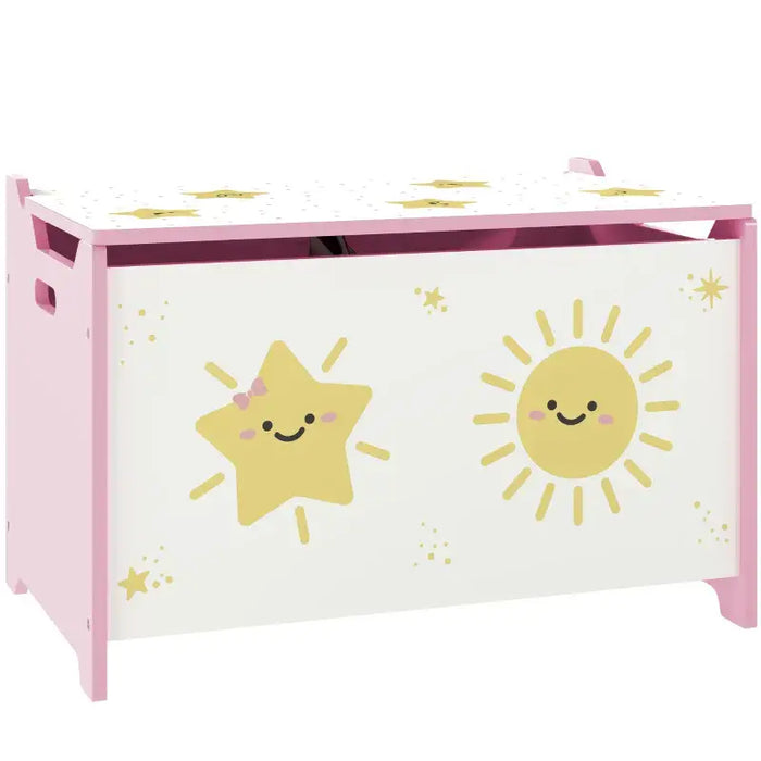 Large Pink Toy Box – Kids Storage Chest | Safety Hinge - 60cm Wide AIYAPLAY - Little and Giant Explorers AIYAPLAY