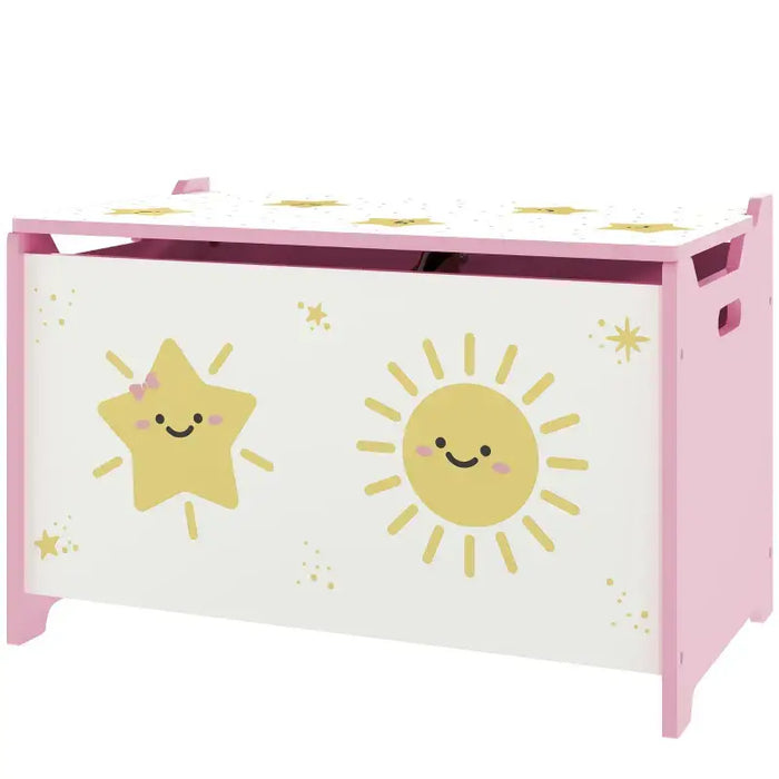 Large Pink Toy Box – Kids Storage Chest | Safety Hinge - 60cm Wide AIYAPLAY - Little and Giant Explorers AIYAPLAY