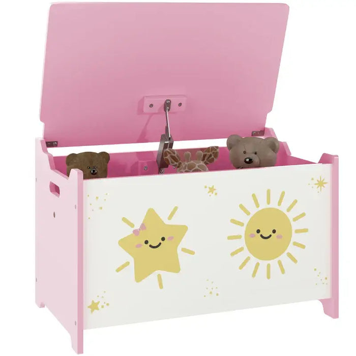 Large Pink Toy Box – Kids Storage Chest | Safety Hinge - 60cm Wide AIYAPLAY - Little and Giant Explorers AIYAPLAY
