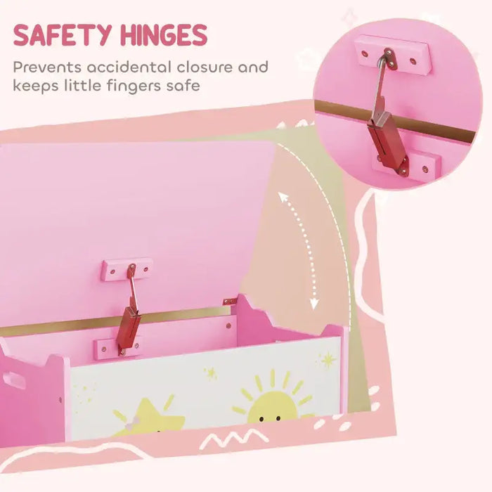 Large Pink Toy Box – Kids Storage Chest | Safety Hinge - 60cm Wide AIYAPLAY - Little and Giant Explorers AIYAPLAY