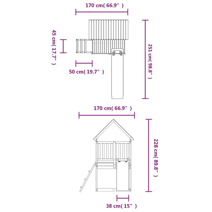 Play Tower with Slide, Ladder and Sandpit in Solid Wood Pine - Little and Giant Explorers vidaXL