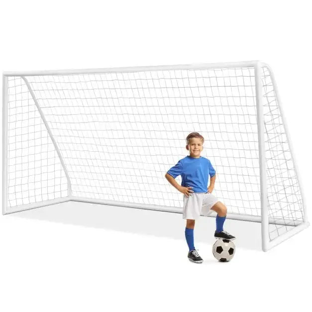 Large Portable Football Goal – 365x182cm | PVC Frame with PE Net and Ground Pegs COSTWAY - Little and Giant Explorers Costway
