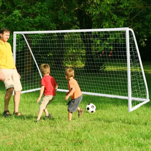 Large Portable Football Goal – 365x182cm | PVC Frame with PE Net and Ground Pegs COSTWAY - Little and Giant Explorers Costway