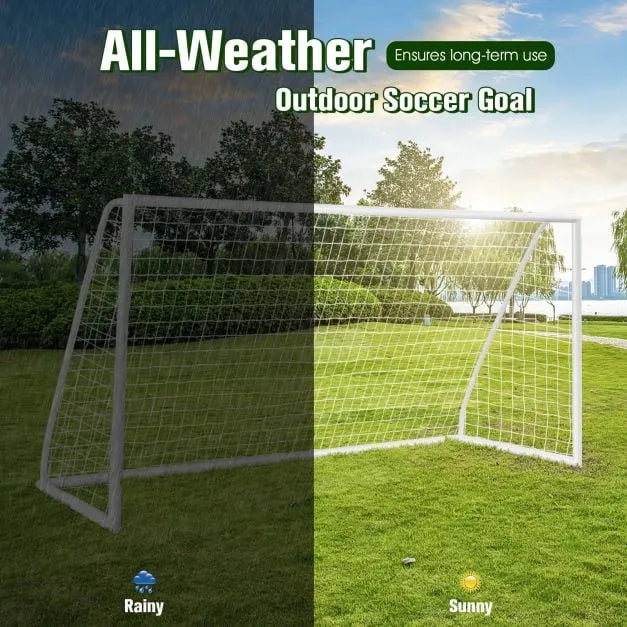 Large Portable Football Goal – 365x182cm | PVC Frame with PE Net and Ground Pegs COSTWAY - Little and Giant Explorers Costway