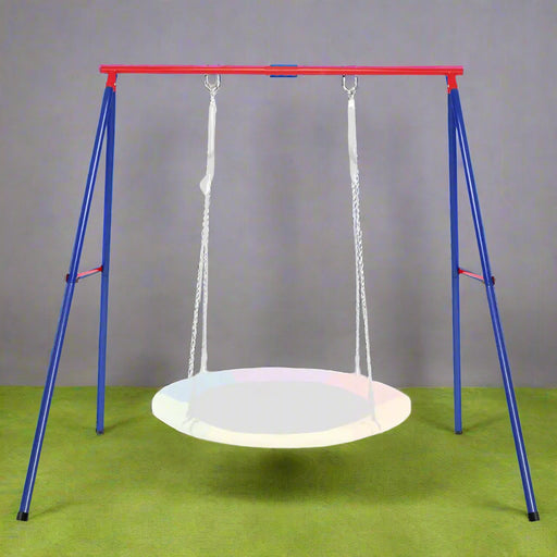 Large Swing Stand – Heavy-Duty Blue and Red Steel A-Frame with 3 Hanging Hooks | COSTWAY - Little and Giant Explorers Costway
