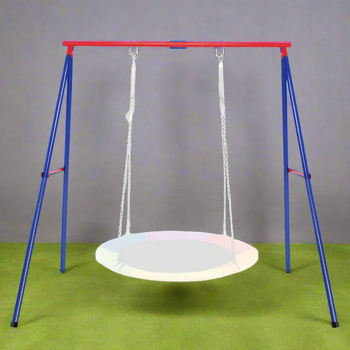 Large Swing Stand – Heavy-Duty Blue and Red Steel A-Frame with 3 Hanging Hooks | COSTWAY - Little and Giant Explorers Costway