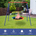 Large Swing Stand – Heavy-Duty Blue and Red Steel A-Frame with 3 Hanging Hooks | COSTWAY - Little and Giant Explorers Costway
